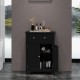 Freestanding black bathroom cabinet showcasing a wide top, large drawer, and sleek modern style for efficient storage.