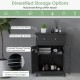Black bathroom cabinet with adjustable shelf, large drawer, and round handles for easy opening and modern style.