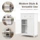 White free-standing bathroom storage cabinet featuring a spacious tabletop for displaying crafts, suitable for any room.
