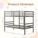 Twin size wooden bunk bed in gray with ladder, safety rail, and dimensions for compact spaces and secure sleeping.