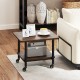 Brown under desk printer stand with 360° swivel casters, featuring a sturdy design and space-saving storage for office.