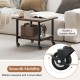 Under desk printer stand in brown with 360° swivel casters, featuring two lockable wheels for easy mobility.