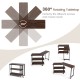 360° rotating walnut side table with storage shelves and wheels, perfect for living room and versatile use.