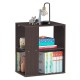 3-tier brown side end table with open shelves, perfect for storage in living room or bedroom. Elegant and durable.