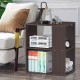 3-tier brown side end table with open shelves, perfect for living room or bedroom storage and organization.