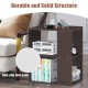 3-tier brown side end table with storage shelves, engineered wood, perfect for living room or bedroom use.