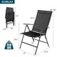 Adjustable black folding patio chair with breathable fabric and sturdy steel frame, perfect for outdoor relaxation.