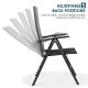Adjustable black patio folding chair recliner with five back positions for maximum comfort and easy storage.