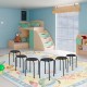 Set of 6 black portable plastic stack stools with breathable seats, ideal for home, classroom, or office use.