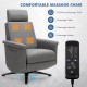 Swivel massage recliner in gray with adjustable headrest, 4-point massage, and remote control for ultimate relaxation.