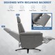 Swivel massage recliner sofa in gray with adjustable headrest and retractable footrest, perfect for ultimate relaxation.