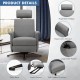 Swivel massage recliner chair in gray with adjustable headrest, ergonomic armrest, and side pocket for remote control.