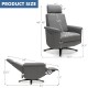 Swivel massage recliner chair in gray with adjustable headrest, footrest, and remote control for ultimate relaxation.