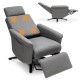 Swivel massage recliner in gray with adjustable headrest, retractable footrest, and remote control for ultimate.