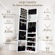 Freestanding jewelry armoire in white with full-length mirror, 100 earring slots, and 5 storage shelves for.
