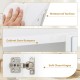 Close-up of soft close hinges on the double door bathroom wall cabinet with mirror, featuring a waterproof surface.