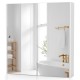 Double door bathroom wall cabinet with mirror, adjustable shelf, and modern design, perfect for small spaces.