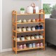 5-tier bamboo shoe rack in natural finish, featuring spacious shelves for storage, ideal for living room or bedroom use.