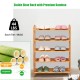 5-tier bamboo shoe rack in natural finish, sturdy design with 44 lbs capacity per tier, ideal for bedroom or living.