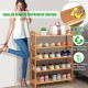 5-tier bamboo freestanding shoe rack with natural finish, offering ample storage for various spaces like bedrooms and.