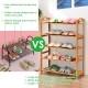 5-tier bamboo freestanding shoe rack with natural finish, sturdy design, and ample storage space for various occasions.