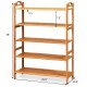 5-tier bamboo freestanding shoe rack in natural finish, featuring sturdy shelves and convenient top handles for easy.