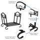 Foldable firewood log rack with elegant leaf pattern, sturdy steel frame, and 2.5-inch legs for moisture protection.