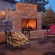 Foldable firewood log rack with steel frame, leaf pattern design, and 4 arch-shaped feet for outdoor use.