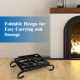 Foldable firewood log rack with a sturdy steel frame and elegant arch-shaped feet, perfect for indoor or outdoor use.