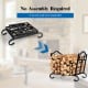 Foldable firewood log rack with a sturdy steel frame and elegant arch-shaped feet, ideal for indoor or outdoor use.