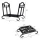 Foldable firewood log rack with a sturdy steel frame, leaf pattern design, and arch-shaped feet for indoor or outdoor.