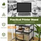 3-tier black printer stand with adjustable shelf and swivel wheels for versatile storage and easy mobility in any.