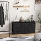 Black dresser storage tower featuring 5 foldable cloth drawers, ideal for organizing items in home or office settings.
