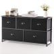 Dresser storage tower in black with 5 foldable cloth drawers, ideal for organizing items in home or office.