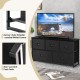 Dresser storage tower in black with 5 foldable cloth drawers, sturdy metal frame, ideal for home or office organization.