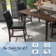 Set of 2 black bar stools with soft padded seats, 25" height, made of durable rubber wood for bars and kitchens.