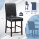 Black bar stool with soft padded seat, 25" height, rubber wood construction, ideal for kitchens and cafes.