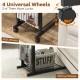 C-shaped rolling side table with black finish, height adjustable, featuring wheels for easy mobility and lower storage.