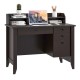 Brown PC laptop writing desk with a smooth slide-out drawer and three side drawers, ideal for home or office use.