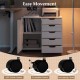 5-drawer mobile storage cabinet in white with 360° swivel casters, ideal for home or office organization.