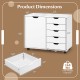 5-drawer mobile storage cabinet in white with a side door, ideal for office or bedroom organization.