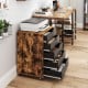 5-drawer mobile lateral filing cabinet in rustic brown with wheels, ideal for home office storage and organization.
