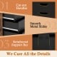 5-drawer mobile lateral filing cabinet in rustic brown with cut-out handles and smooth metal slides for easy access.