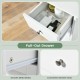 Pull-out drawer of the Woodern Bathroom Floor Storage Cabinet in white, featuring smooth metal slides and a convenient.