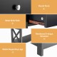 Close-up of the console table's round knob and metal slide rails, showcasing its black finish and functional design.