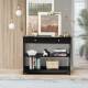 Black console table with 3 tiers and drawer, ideal for entryway or living room storage and stylish home décor.