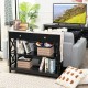 Black 3-tier console table with drawer and storage shelves, perfect for living room or entryway organization.