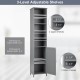 Tall gray bathroom storage cabinet with five adjustable shelves and a door, perfect for compact spaces and organization.