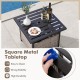 Square metal tabletop of the outdoor patio rattan wicker side table, featuring easy cleaning and strong durability.