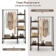 Free-standing clothes rack with metal frame, featuring 5 shelves and a hanging rod for versatile storage solutions.